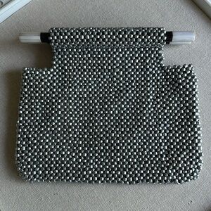 Silver handwoven purse bag Pearl inlay handle